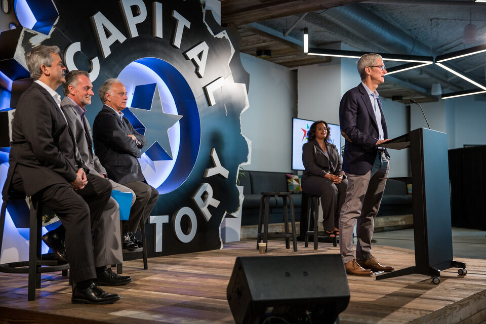 A packed room at Capital Factory, Austin's downtown startup hub